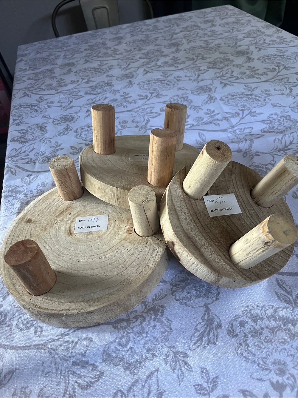 Stacked Natural Wood Display Stand - 3-Tier. Lightweight. - Picture 3 of 4